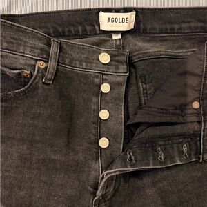 Agolde Women's Black High-Rise Button-Fly Jeans